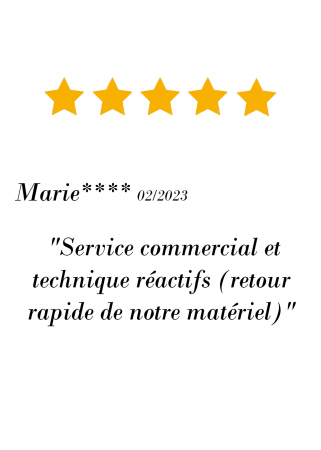 Service commercial et technique réactifs ( retour rapide de notre matériel )